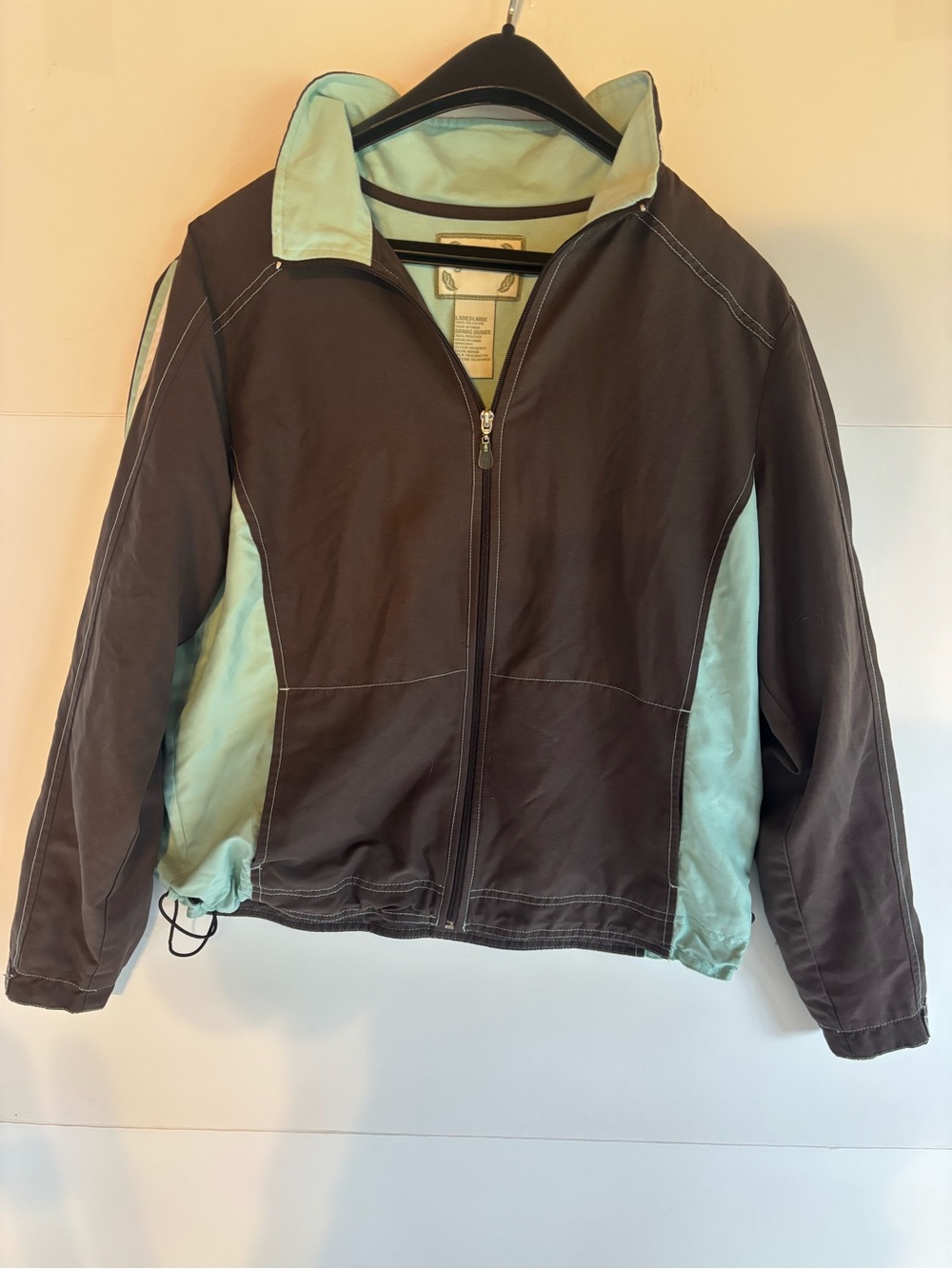Green Tea Women’s Brown/Blue Contrast Trim Collared Full Zip Jacket Size L